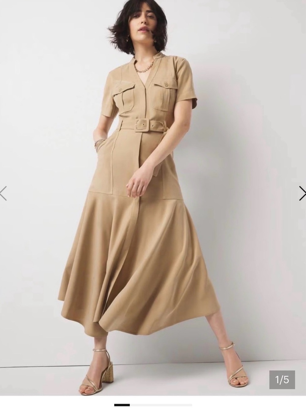 NWT WHBM Belted Utility Midi Dress Sz 4